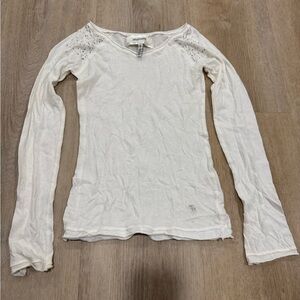 Y2K Abercrombie Beaded White Long Sleeve Top